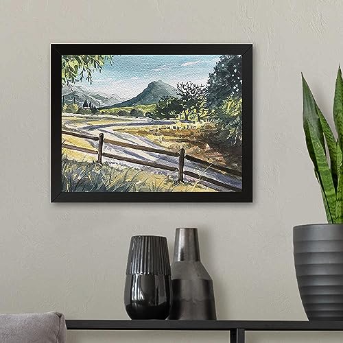 GADGETS WRAP Printed Photo Frame Matte Painting for Home Office Studio Living Room Decoration (11x9inch Black Framed) - Fence At Sugarloaf Print