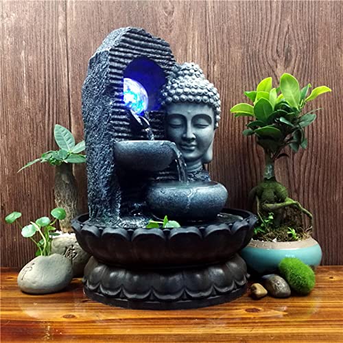 ATORSE® Buddha Tabletop Water Fountain Meditation Statue for Bedroom Desk Home Decor