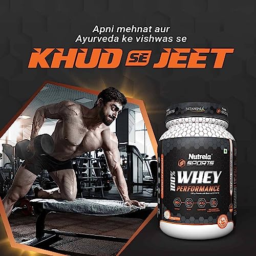 NUTRELA Sports Patanjali Premium 100% Whey Performance Protein Powder | 80% Protein, 6.7g BCAA, 4.9g Glutamine | 1kg – Vanilla Ice Cream Flavour