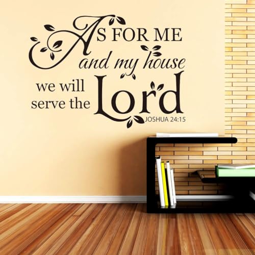 VVWV Bible Quotes Wall Decal Joshua Saying Home Religion Quotes Vinyl Wall Sticker As Me My House We Will Serve L x H 48 cm x 56 cm