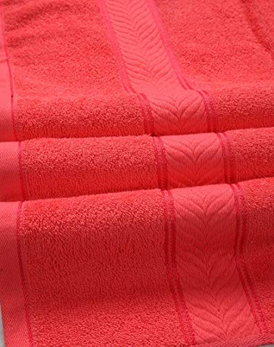 DIVINE OVERSEAS 100% Cotton/Soft/Highly Absorbent - Pack of 1 Elegance Medium Size Bath Towel, Soft Coral