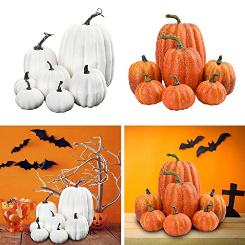 CALANDIS® 7X Artificial Pumpkins Bulk Faux Harvest for Fall Wedding Centerpiece White