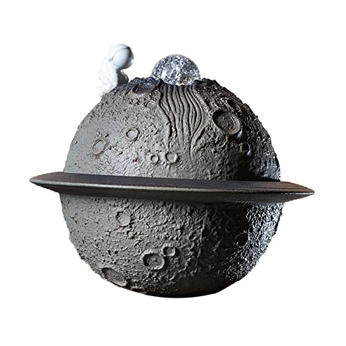 ATORSE® Ceramic Tabletop Fountain Indoor USB Bedroom Home Astronaut Planet Statues Gray