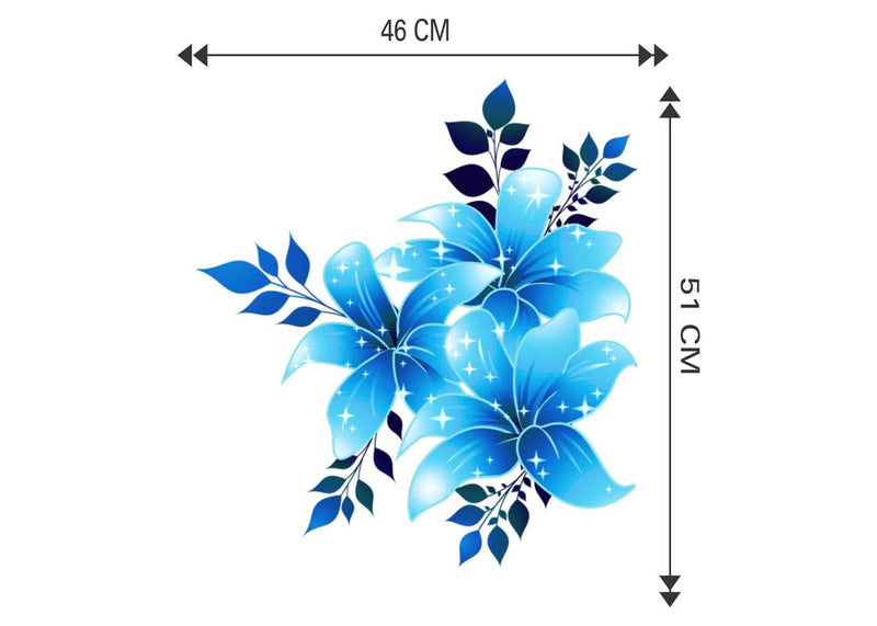 DivineDesigns™ Blue Floral Flowers Sticker | Wall Sticker for Living Room/Bedroom/Office and All Decorative Stickers