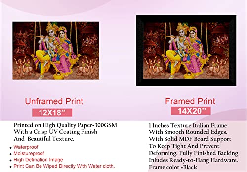 SAF Pack of 1 Radha krishna religious modern art wall painting with framed for living room 11 inch x 14 inch CANFM31299