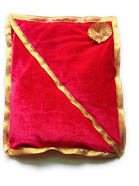 Poorti Enterprises Laddu Gopal Ji Winter Set Blanket/Kambal/Rajai and Mattress/Gadda with Pillow (Red and Yellow) (5-6)