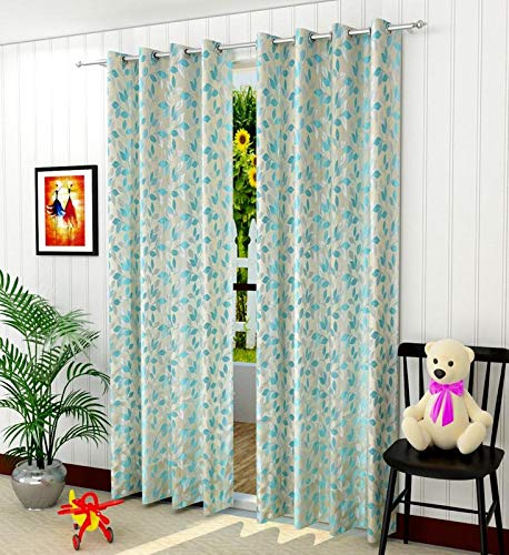 FRESH FROM LOOM Curtains for Door 7 Feet Long | Door Window Curtain | Premium Polyester Weaved Parda | Latest Modern Parde for Living Room Bedroom | Home Office Screens | Eyelet Ring (Aqua, 1pc Only)