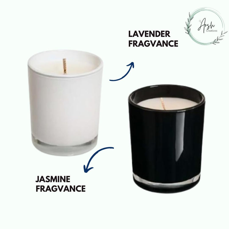 Arsh Creatives | Jasmine + Lavender - fragvanse | Elevate Home Decor and Create Intimate Ambiance in Bedrooms | Black & White Glossy Glass (Pack of 2)