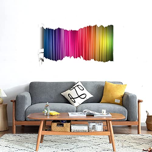 GADGETS WRAP Printed Wall Decal Sticker Scratched Paper Style Wall Decal (90cm x 50cm) - VIBGYOR Stripes