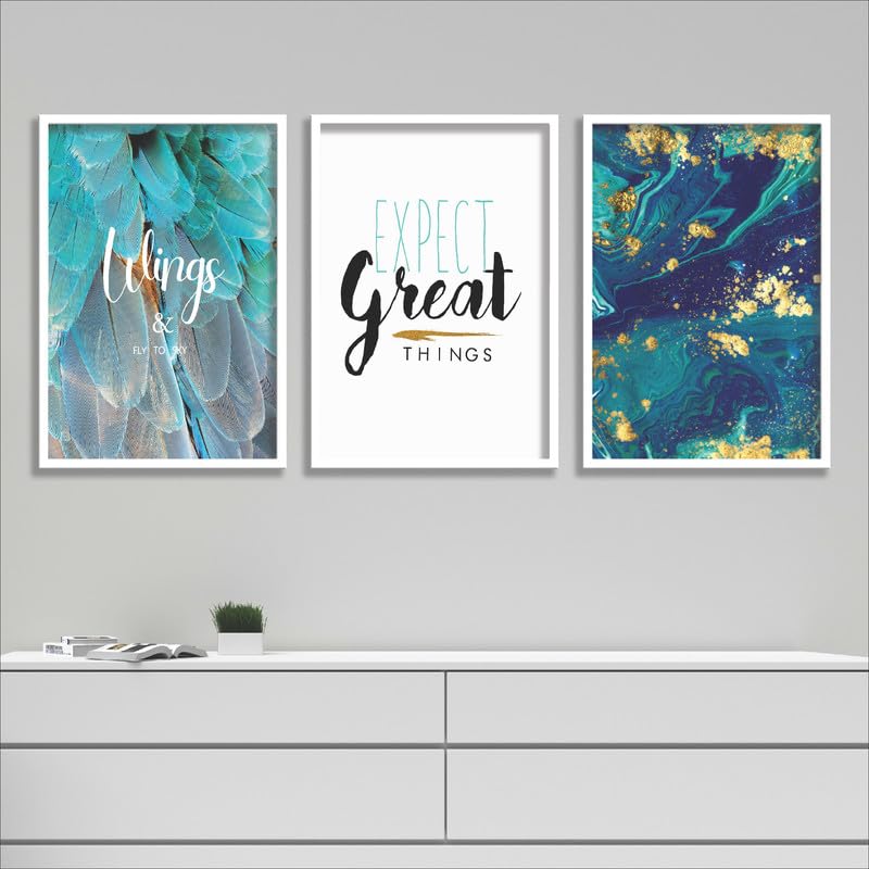 SAF paintings Set of 3 Motivational Quotes Wall Painting for Home Decoration SA-WHITEMX33513