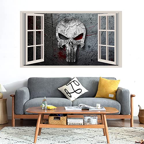 GADGETS WRAP Printed Wall Decal Sticker Fake Window Style Decal (90cm x 50cm) - Punisher