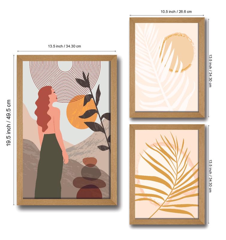 SAF paintings Set of 3 Modern Art Premium Brown frame painting for Wall Decoration SA-B18M1K2