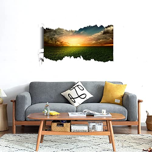 GADGETS WRAP Printed Wall Decal Sticker Scratched Paper Style Wall Decal (90cm x 50cm) - Fields Sunset