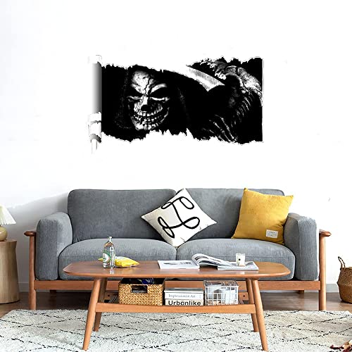 GADGETS WRAP Printed Wall Decal Sticker Scratched Paper Style Wall Decal (90cm x 50cm) - Scary Skull