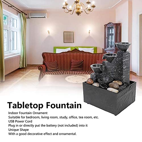 Set of 2 Tabletop Meditation Fountain with LED Light, Indoor Water Fountain Tabletop Water Fountain Indoor Waterfall Desk Waterfall for Indoor Home Office