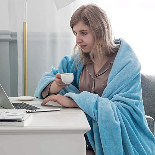 BSB HOME Micromink All Season Solid/Plain 250 Gsm Single Blanket/Comforter/Dohar/Throw - Ultra Soft Cozy Blanket with pompom Fringe (Sky Blue, 220X115 Cm) (5X7 feet)