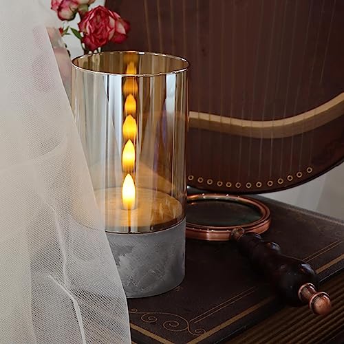 CALANDIS® Flameless Led Candle Crafts Tea Light Candle for Living Room Hallway Bedroom 8Cmx8Cmx15Cm Gold