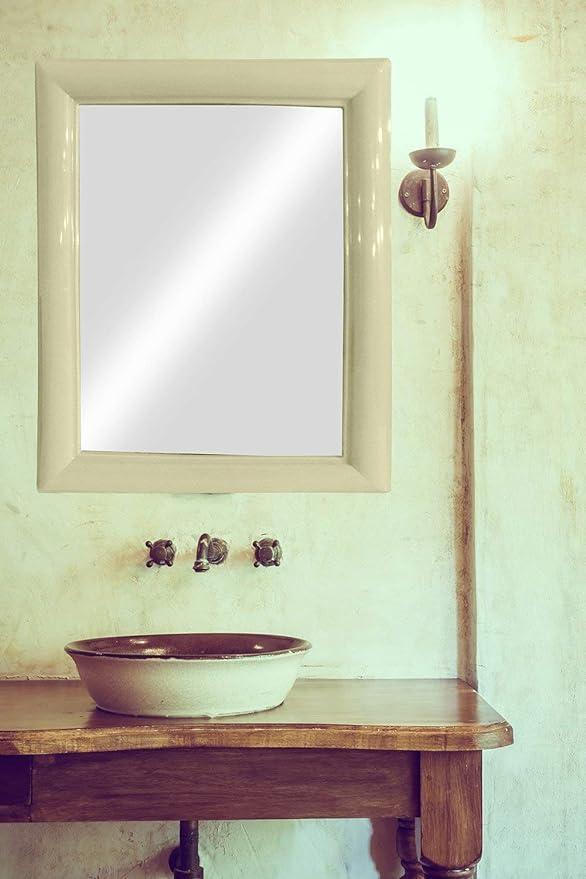 Confidence Designer Frame Big Wall Mirrors for Bathroom Makeup Shaving Wall Hanging Mirror for Dressing Room (Square Cream)