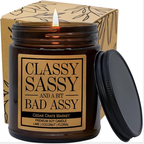 Classy, Sassy Funny Candles for Women Gift, Fun, Cool Candles, Funny Birthday Candle Gift for Boss Lady, Best Friend, Bestie, Mom, Wife, Friend or Sister, Mother's Day, Retirement, Going Away, Moving