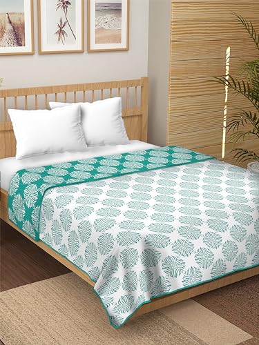 Dream Dwell 100% Pure Cotton Reversible Dohar/AC Blanket for Double Bed |All Weather Light Weight | Floral Design Dohar| Pack of 1-Rhino Flower