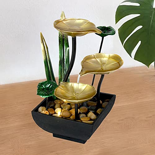 ATORSE® Tabletop Water Fountain Ornament Waterfall with Led Light Living Room