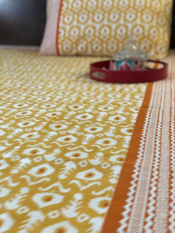 INDIEROOTS BY RENE Indiroot Jaipur Ikkat Bedsheet | King Size | 90 * 108