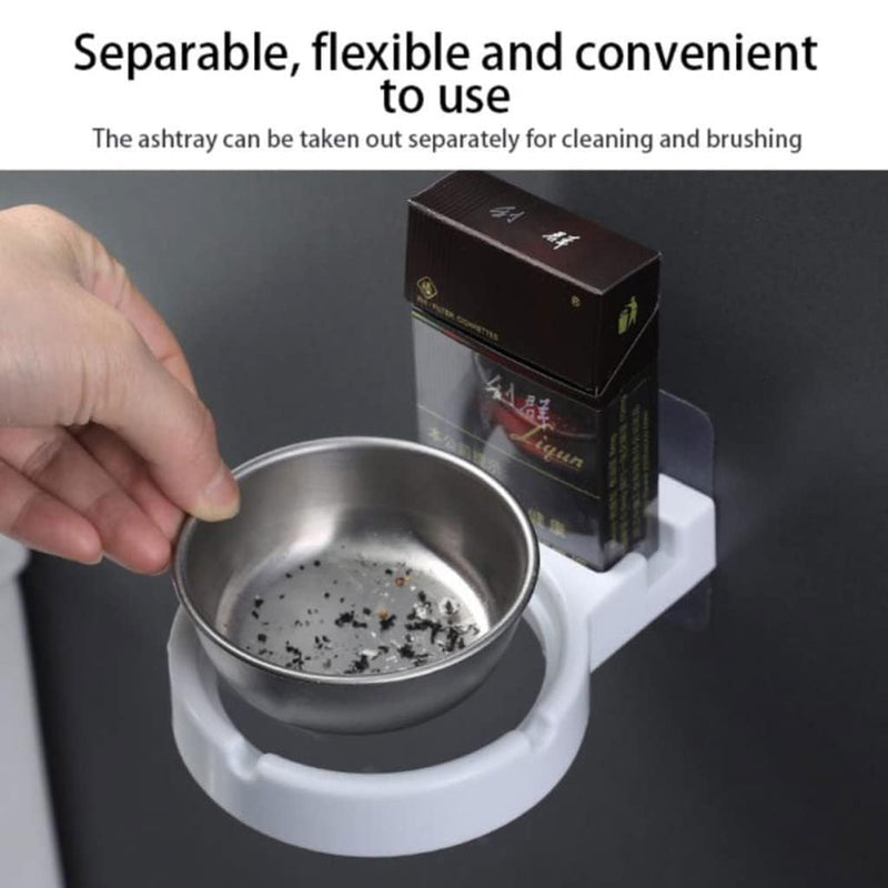 YKXIMS Wall Mount Cigarettes Smoke Ashtray Portable Ash Cylinder Holder Nail Free Removable Stainless Steel Ashtray Smoking Accessories for Bathroom Toilet Hallway Kitchen Office Home