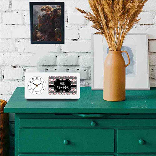 Designer Unicorn Desk/Shelf Clock with Attached Frame Hello Beautiful 9.5 * 4.5 inches