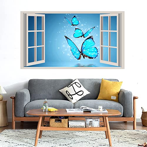 GADGETS WRAP Printed Wall Decal Sticker Fake Window Style Decal (90cm x 50cm) - Sparkle Butterfly