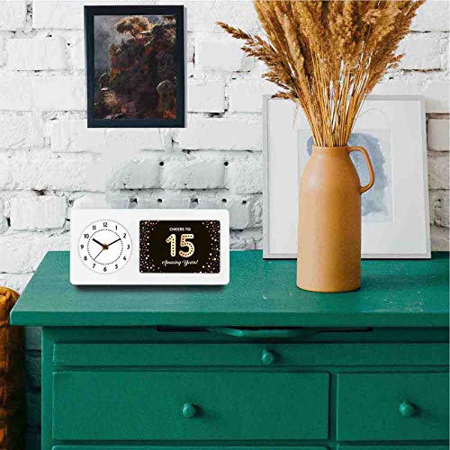 Designer Unicorn Desk/Shelf Clock with Attached Frame Cheers to 15 Amazing Years 9.5 * 4.5 inches