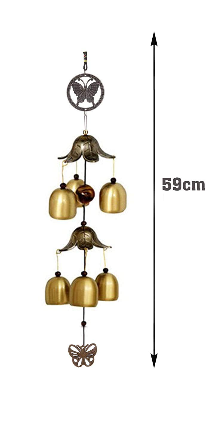 Sethi Traders Metal Wind Chimes for Home Balcony Garden Positive Energy, Home Decor Hanging Long Brass Bells Gifts for Loved Ones 6 Bells