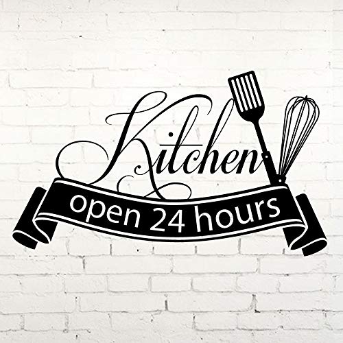 GADGETS WRAP Vinyl Decal Sticker Black Cuisine Wall Sticker Open 24 Hours (Item Finish Size : 24cm x 40cm)