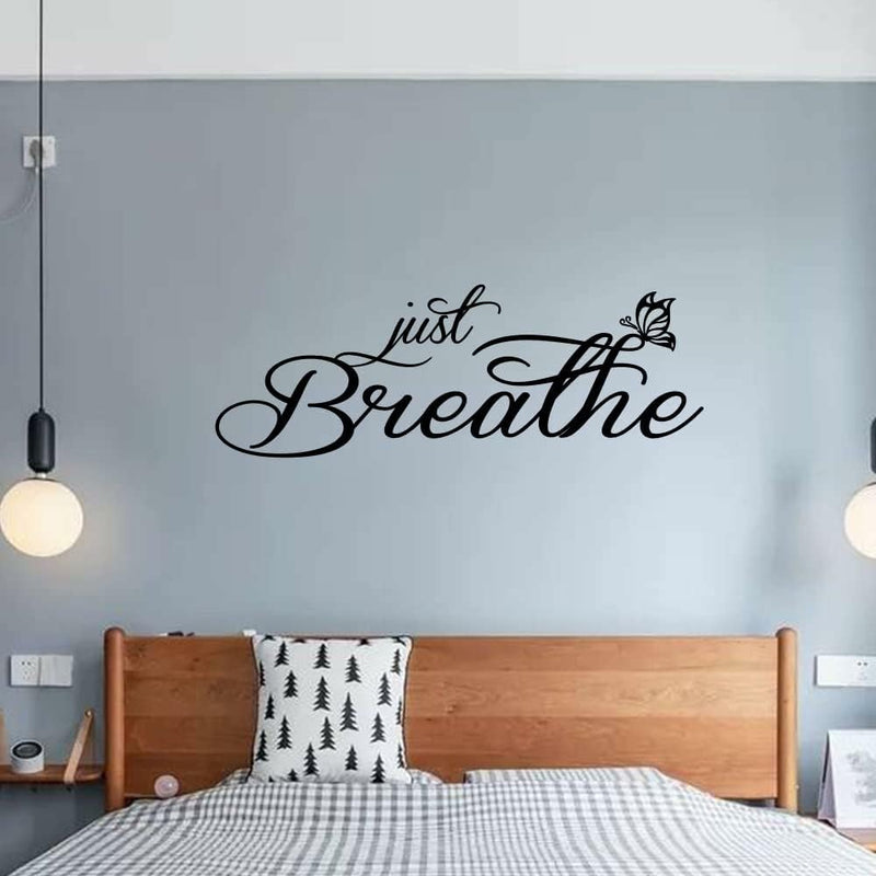 GADGETS WRAP Just Breathe Inspirational Quotes Vinyl Wall Decal Positive Art Letters Sayings Living Room Décor