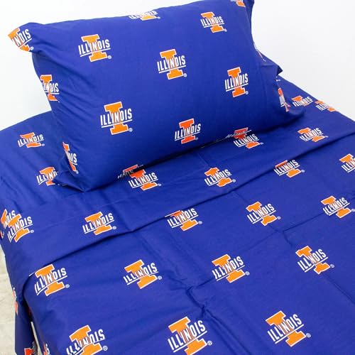 College Covers Illinois Fighting Illini Printed Sheet Set, Full