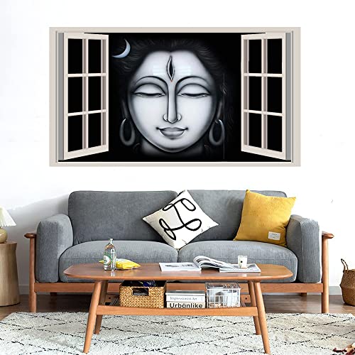 GADGETS WRAP Printed Wall Decal Sticker Fake Window Style Decal (90cm x 50cm) - Shiv Parvti