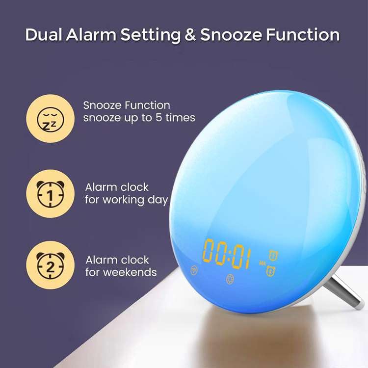 arcnics Polycarbonate-Smart Wifi Sunrise Wake Up Light With Alarm Clock For Bedroom/Bedside Table,Living Room With Fm Radio,Sunrise/Sunset Simulation,4 Alarm Functions,Snooze,7 Colors,7 Natural Sound