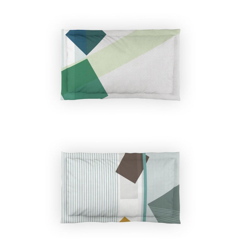 Ddecor - Pack of 1 Geometric Cotton Double Bedsheet with 2 Pillow Covers - Green