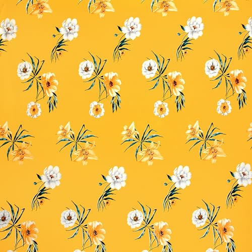 Prince Handloom 200 TC Polycotton Feel Premium Printed Supersoft Elastic Fitted 1 Single Bed Bedsheet with 1 Pillow Covers Size 48 x 72 x 8 inch, Yellow-Floral