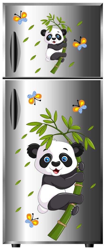 Delight Art Beautiful Pandas and Leaf Design Fridge Sticker Size - (36 * 101) cm Model id - (DAMC00779L)