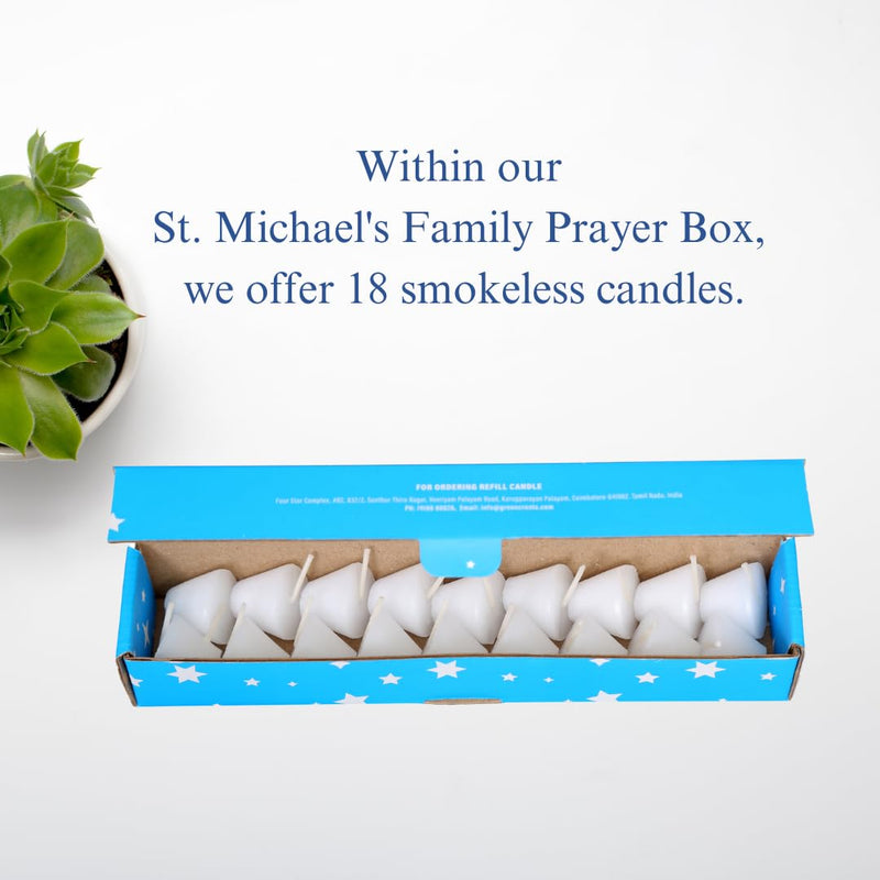 St. Michael's Divine Candle Illumination System Offers sanctified Glow for Your Prayers.Safe and smokeless Candle Lighting Experience with self-extinguishing Design (Blue)