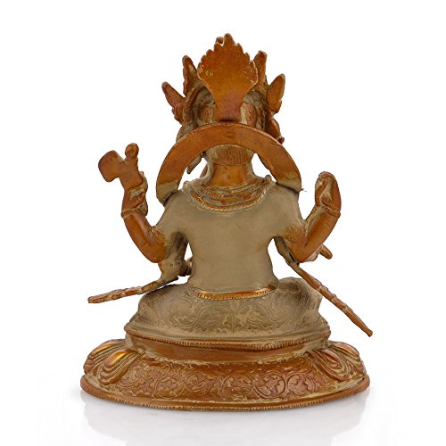 Collectible India Large Ganesha Idol Antique Brass Dusty Finish Ganesh Statue Brown,Good for Vastu