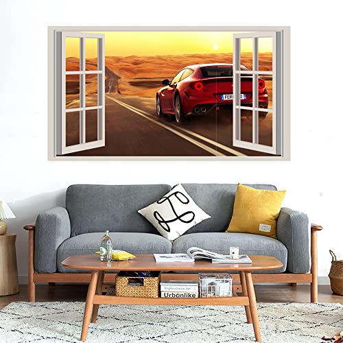 GADGETS WRAP Printed Wall Decal Sticker Fake Window Style Decal (90cm x 50cm) - Race Car