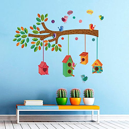 Bird House On A Branch Self Adhesive VinylWaterproof Decorative Wall Stickers for Hall, Bedroom, Kitchen and Furniture