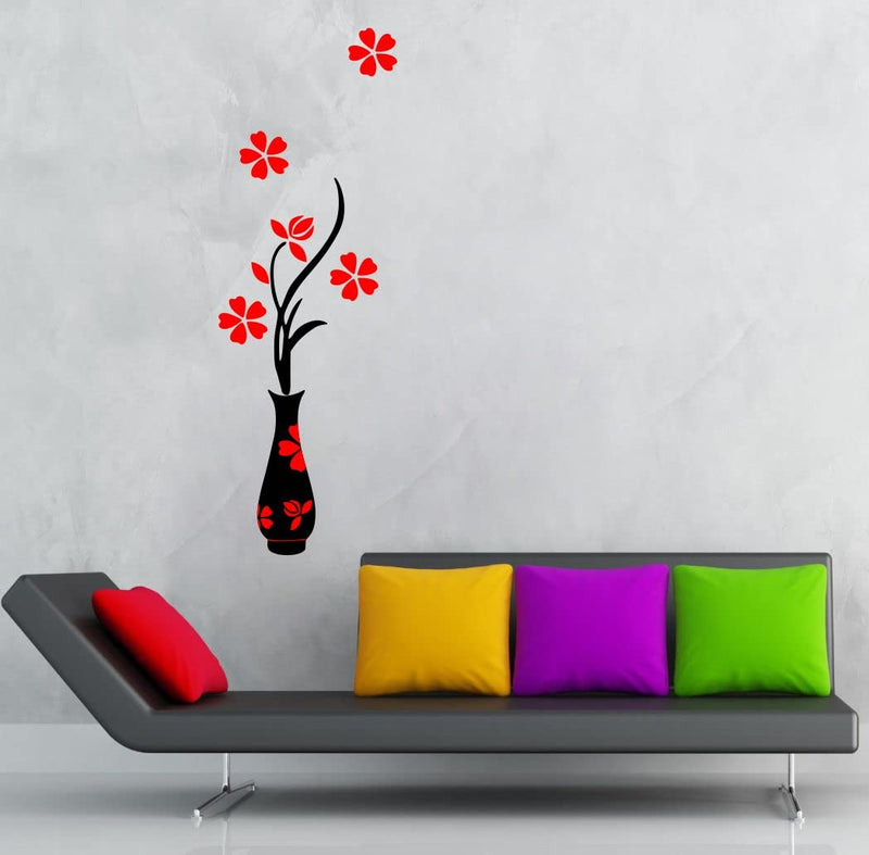 Delight Art Flower and Pot Wall Sticker Size - ( 30*89 ) cm Model id - ( DAMC00519L )