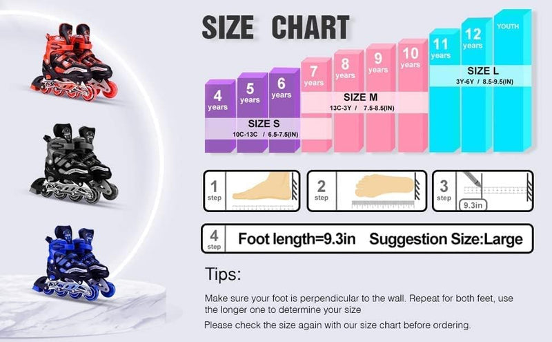 Eopzo New Inline Skates, Adjustable Inline Roller Skates for Unisex Kids | 7 to 14 Years Unisex Outdoor Skating Shoes Roller Blades with Led Flash Lights Featuring Wheels for Skating (Blue, 4 Wheel)