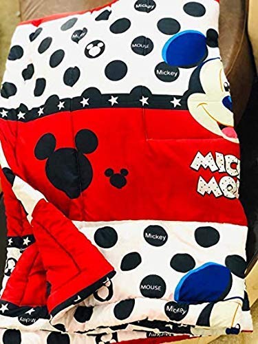 WONDERLOOK Double Bed Ac Blanket Dohar/Quilt, Fabric - Micro Cotton, Size -84X90 Inches - Multi Col. (Red Micky Mouse Cartoon Kids Print)