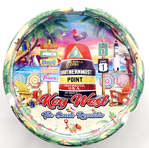 Key West Florida Scene Full Wrap Porcelain Ashtray 5"