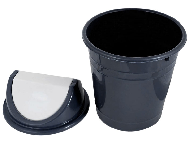 Kuber Industries Plastic Dustbin With Swing Lid, Trashbin, Wastebin For Kitchen, Bathroom, Office Use, 10 Liter (Black)-47KM0870