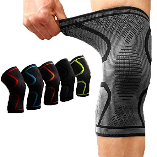 Leosportz (1 pair) Knee Sleeve, Compression Fit Support -for Joint Pain and Arthritis Relief, Improved Circulation Compression - Wear Anywhere