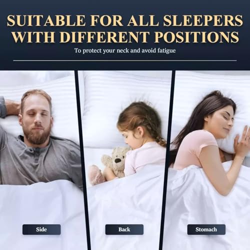 AJISH Soft Microfiber Bed Pillows Set of 4, 16 X 24 Inch Small Size Pillow - Cooling Pillows for Sleeping - Luxury White Stripe Pillows for Side, Stomach or Back Sleepers, Machine Washable